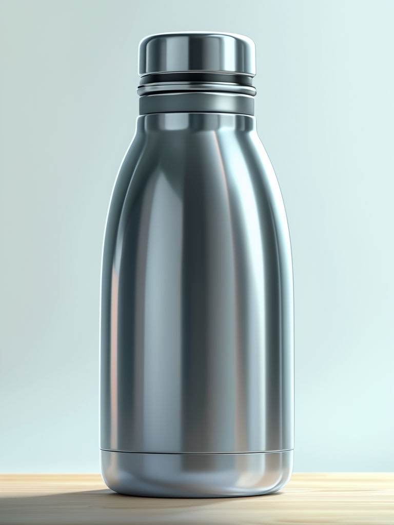 Sleek Modern Stainless Steel Thermos Photorealistic Mockup