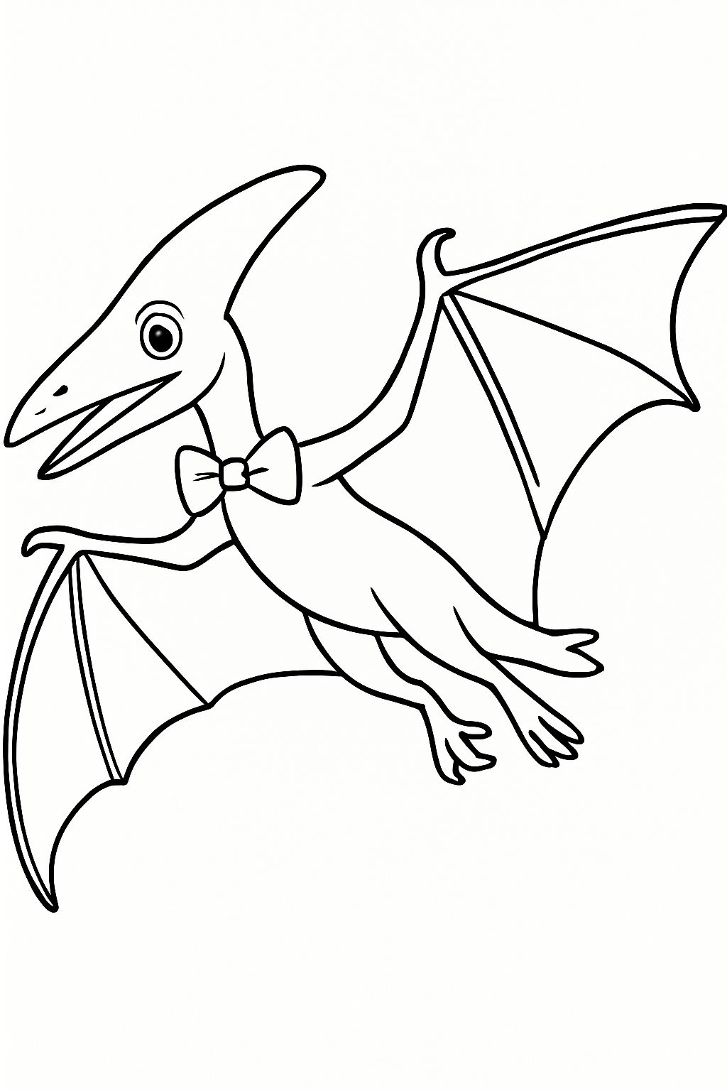Whimsical Cartoon Winged Dinosaur Coloring Page Illustration