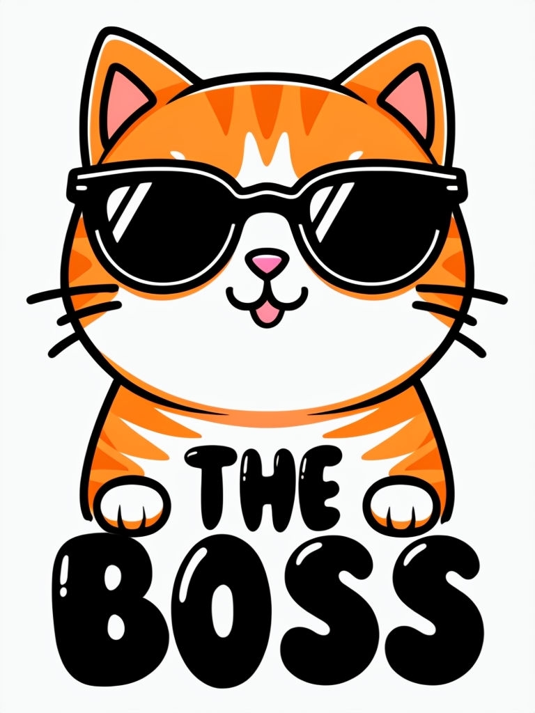 Cool Orange Tabby Cat with Sunglasses Boss T-Shirt