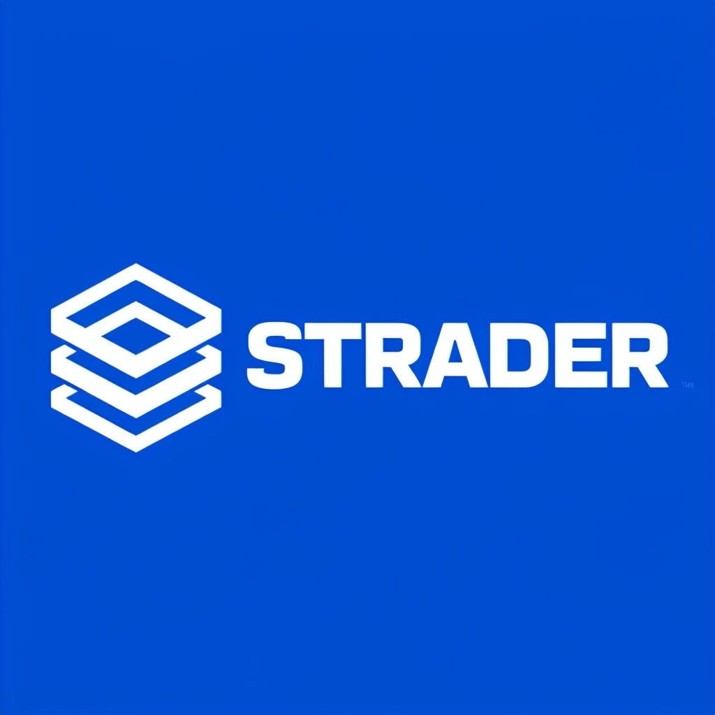 Modern Minimalist Strader Logo on Royal Blue Background Logo
