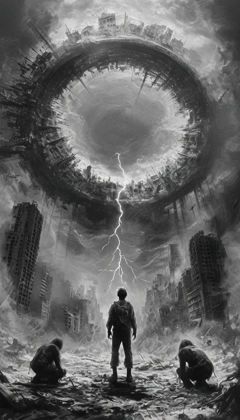 Ominous Post-Apocalyptic Landscape with Central Figure Art