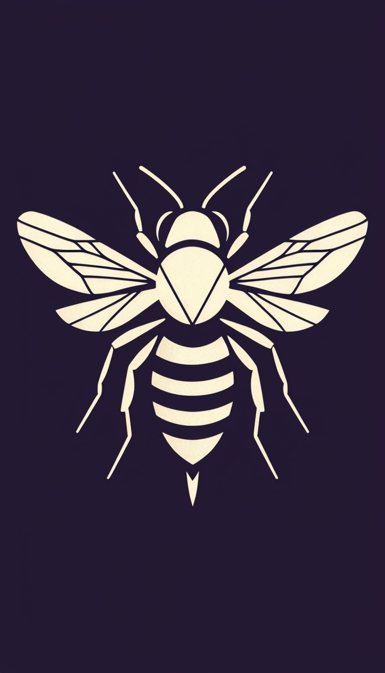 Minimalist Off-White Bee Illustration on Dark Purple Phone Case Cover