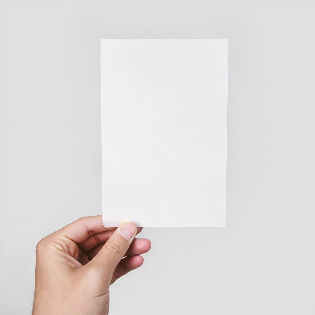 Minimalistic Hand Holding White Paper Art Poster