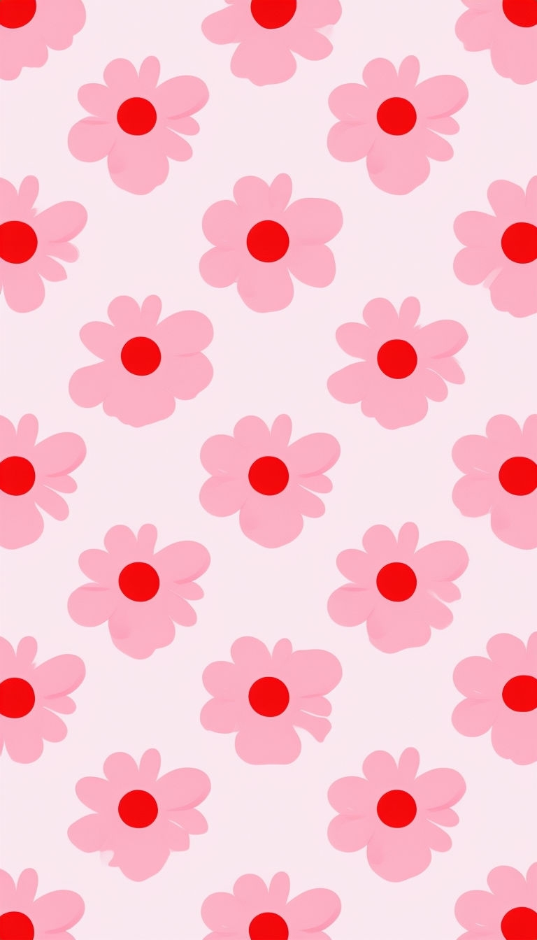 Cartoon Flower Pattern on Light Pink Background Phone Case Cover
