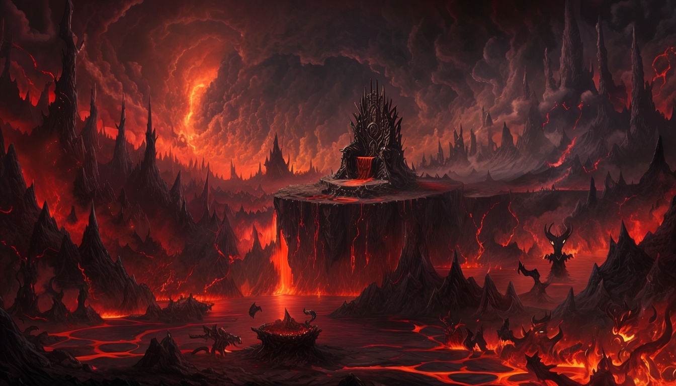 Fiery Infernal Realm with Molten Lava Art Poster