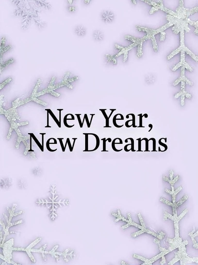 Elegant New Year's Day Card with Silver Snowflake Pattern and Bold Message