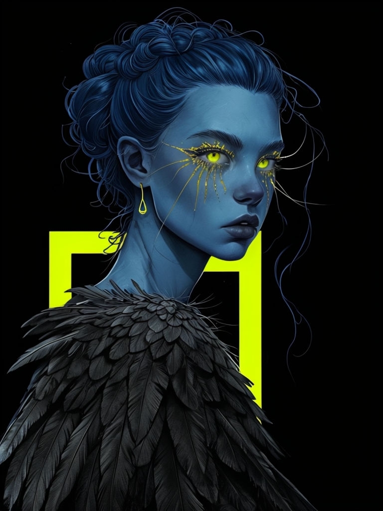 Mystical Ethereal Character with Glowing Eyes Art