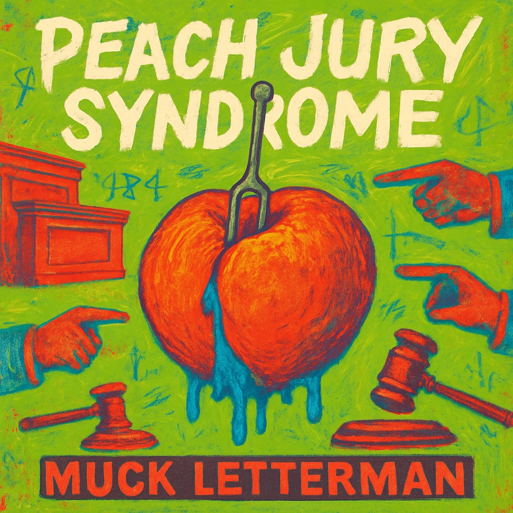 Vivid Peach Jury Syndrome Artwork with Bold Text for Album Cover