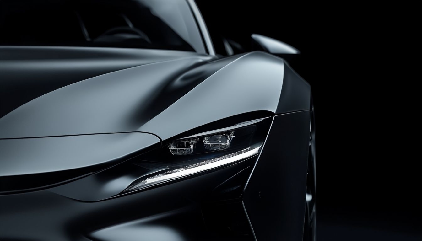 Sleek Modern Car Headlight Close-Up with Futuristic Design Virtual Backgrounds