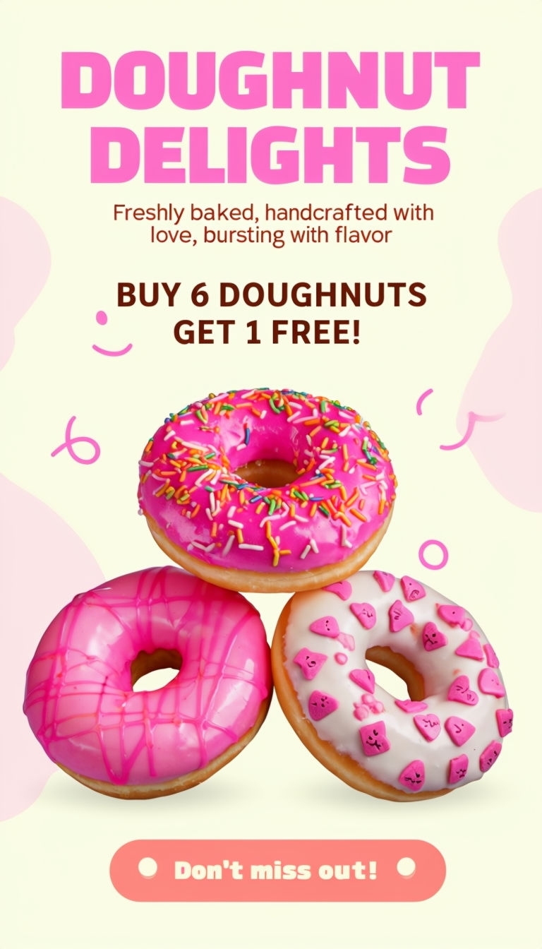 Colorful Doughnut Delights Promotional Advertisement Poster