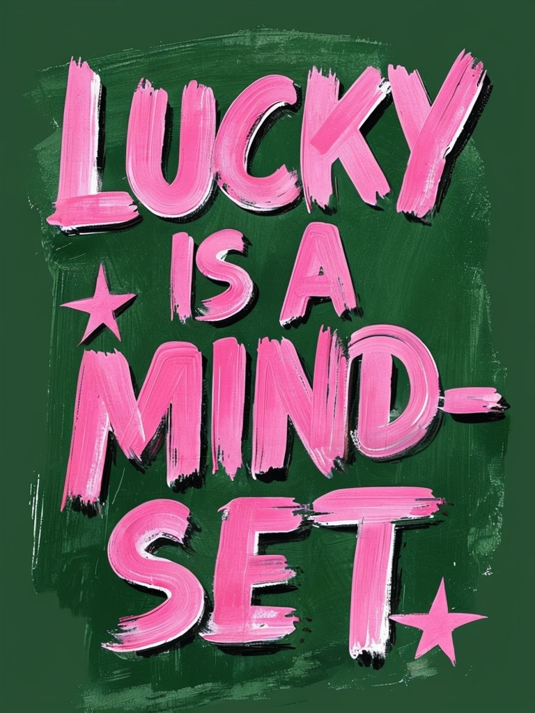 Lucky Is a Mind-Set Motivational Text Art Poster