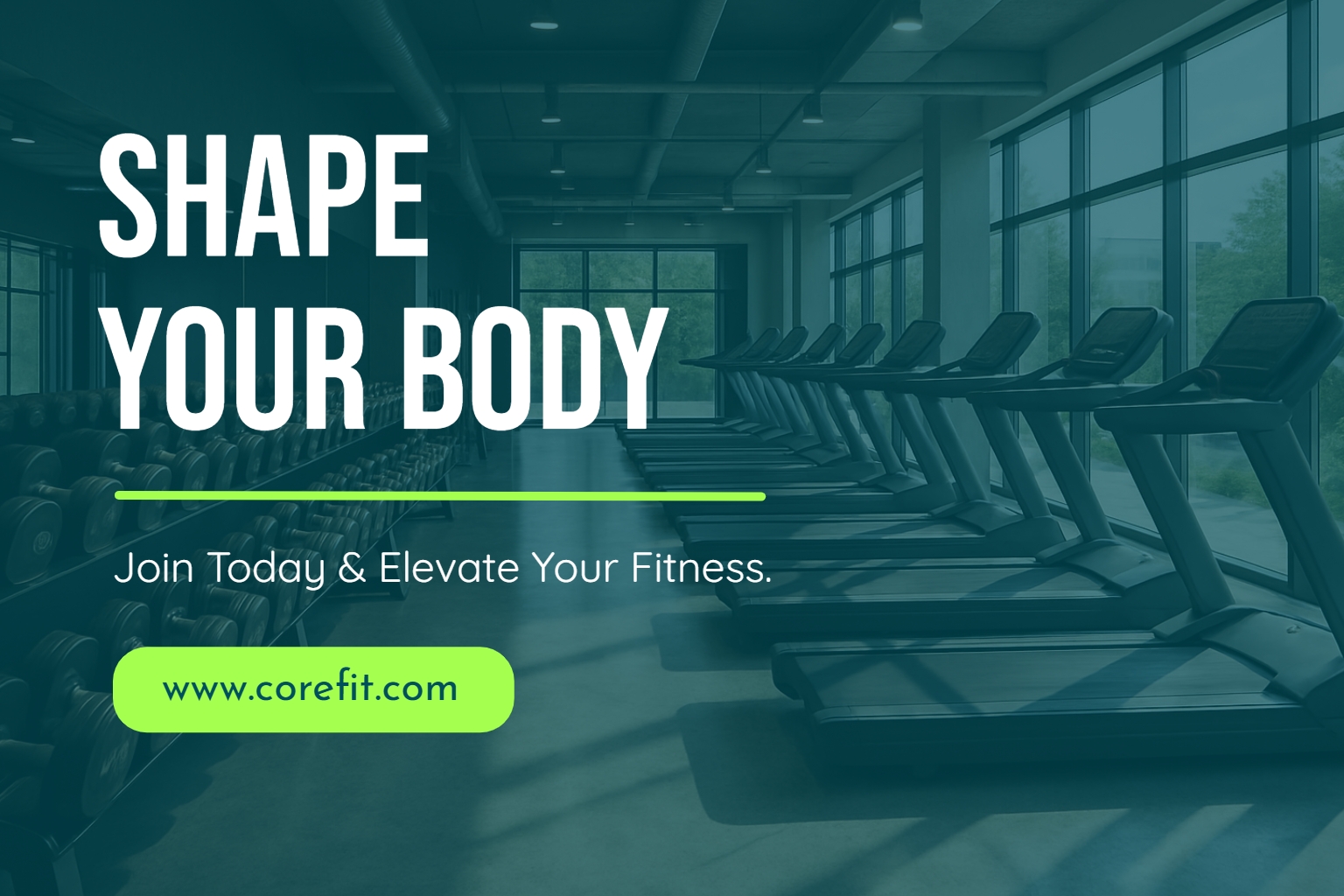 Modern Gym Promotional Advertisement with Fitness Elements Banner
