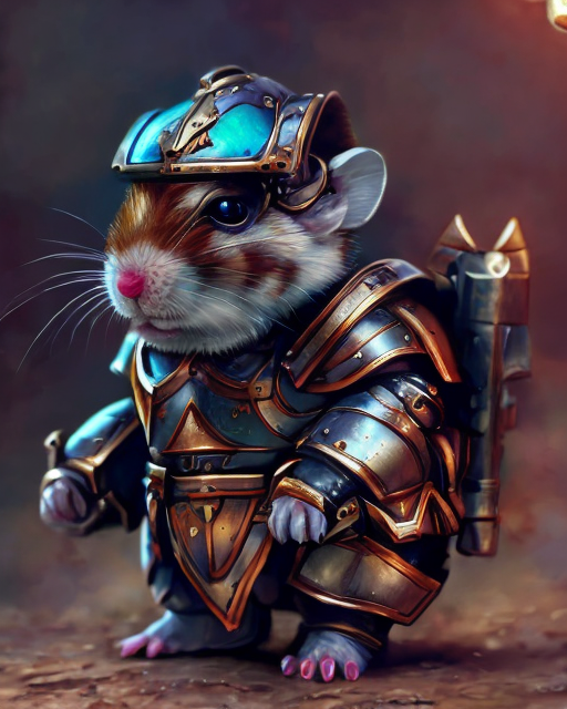 Photo of hamster wearing warhammer armor with weapon by patricia chaix ...