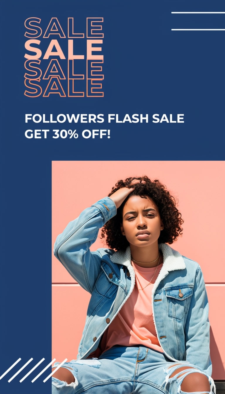 Modern Flash Sale Advertisement with Lifestyle Model Design Ads