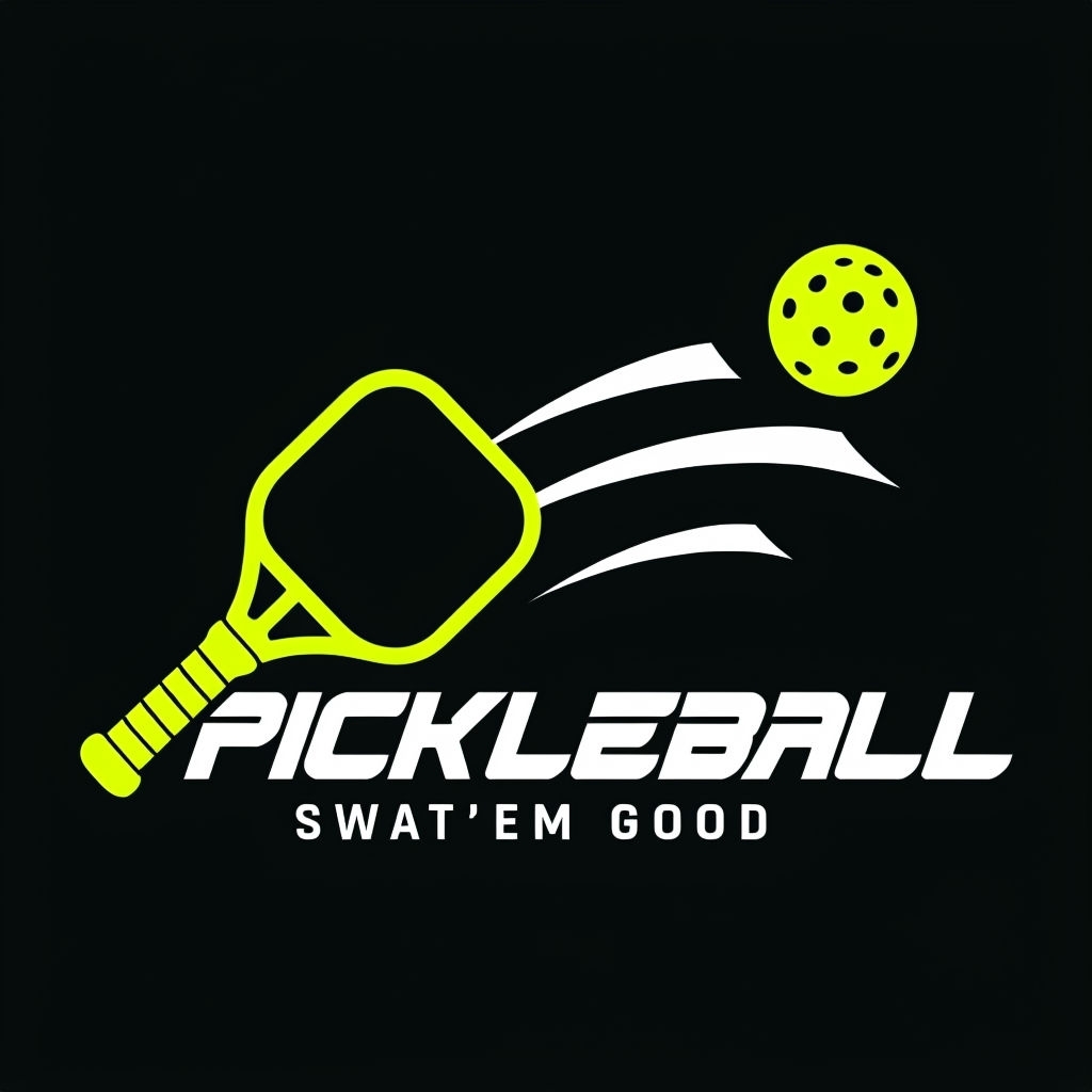 Dynamic Neon Pickleball Racket Logo Design for Hats