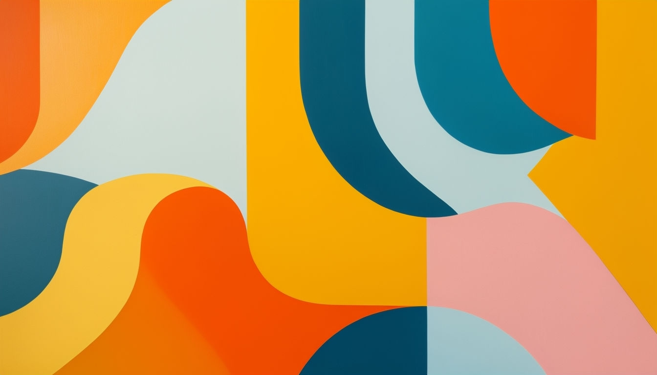 Vivid Mid-Century Modern Abstract Shapes Virtual Background