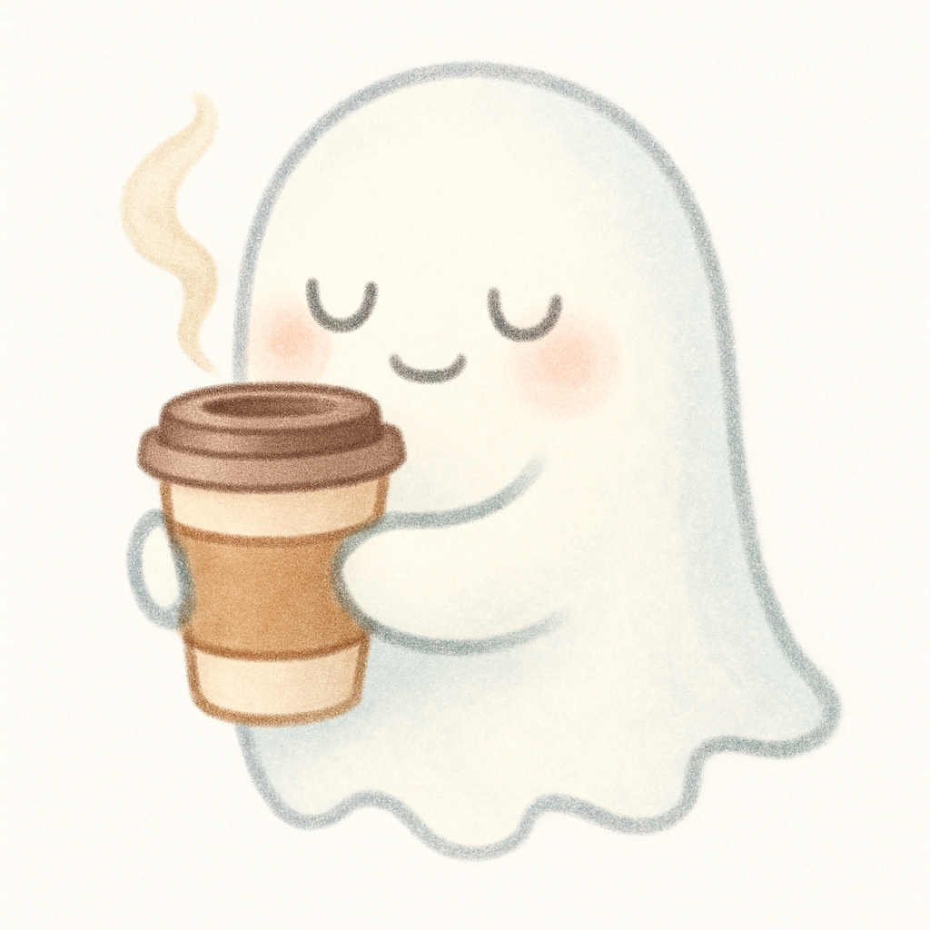 Cute Whimsical Ghost Holding Coffee Cup Illustration Mug