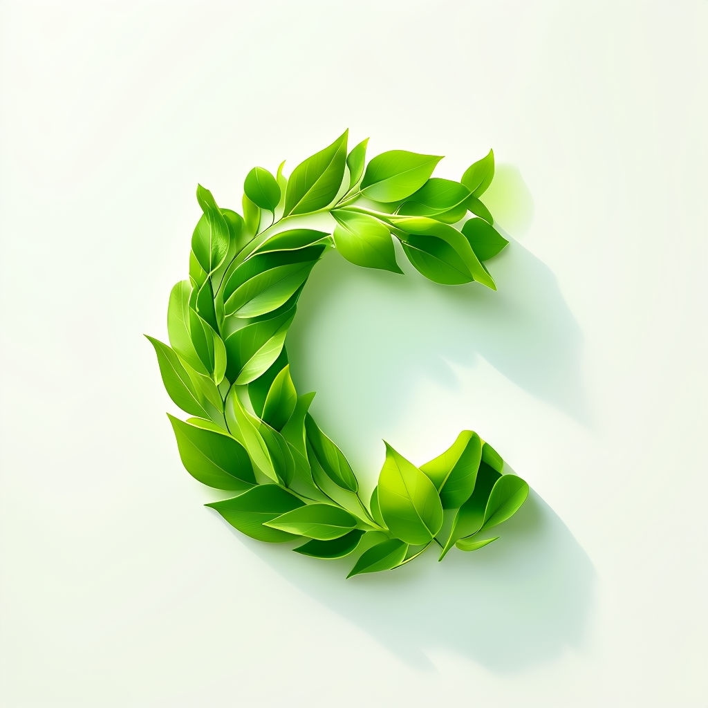 Elegant Green Leaves Letter C Logo Design Monogram