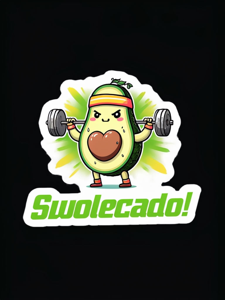 Energetic Swolecado Avocado Workout Sticker