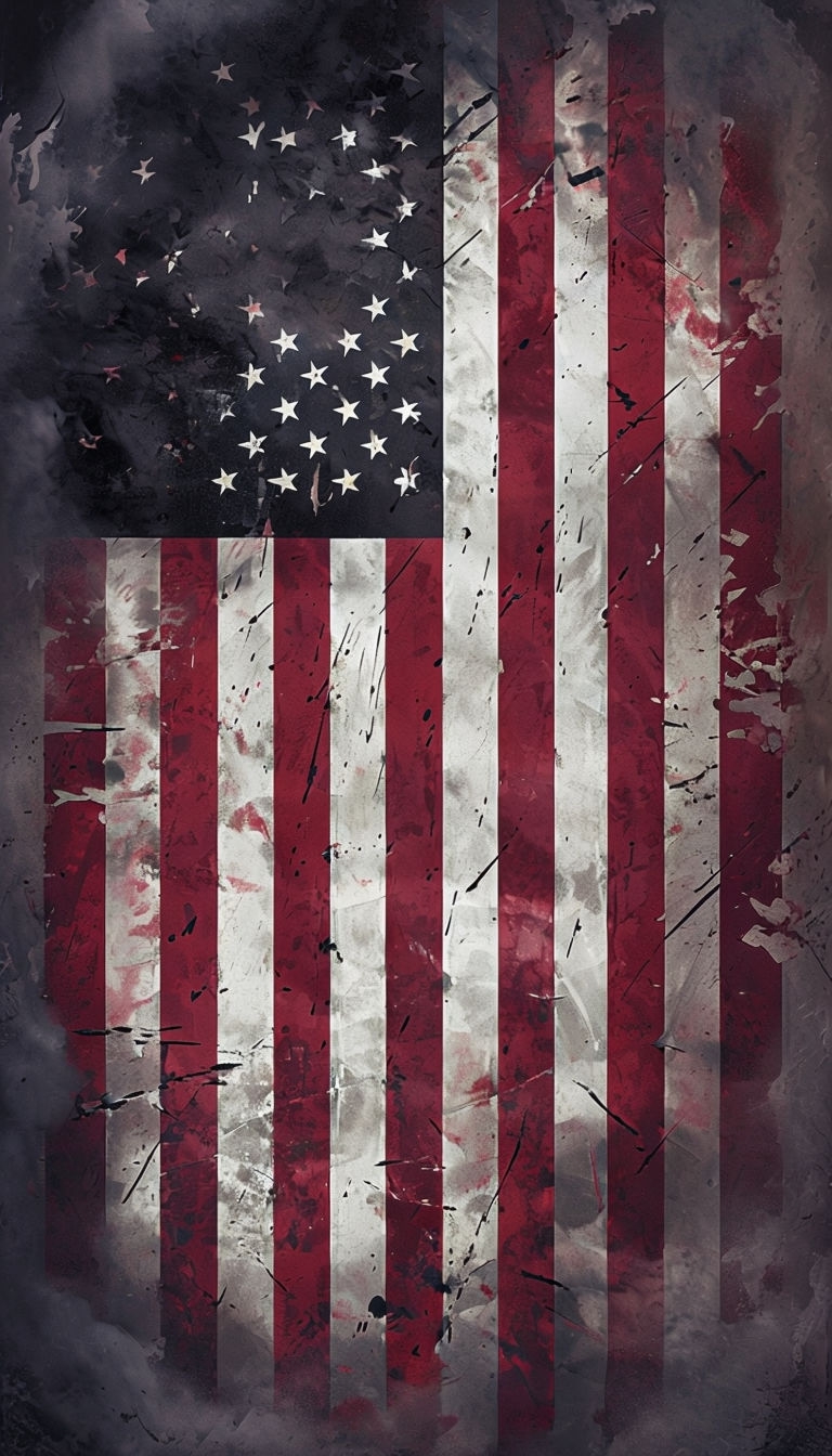 Grunge American Flag Digital Art with Distressed Texture Mobile Wallpaper