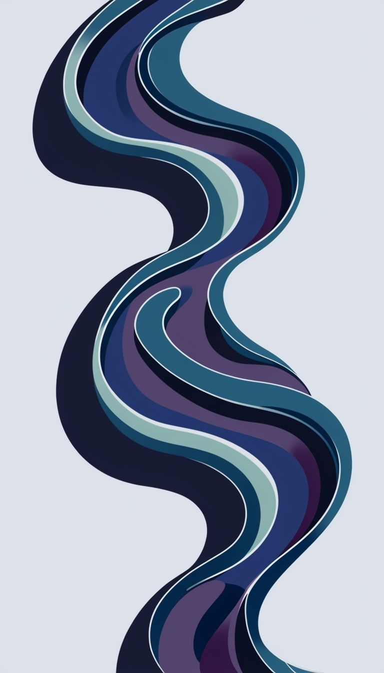 Serene Abstract Landscape Illustration with Flowing Shapes Mobile Wallpaper