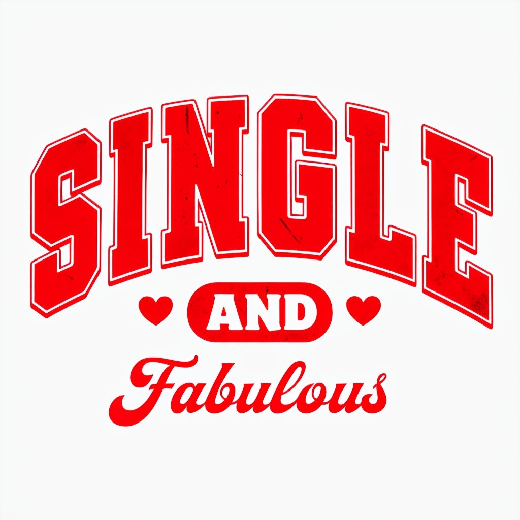 Bold Red SINGLE AND Fabulous Heart T-Shirt Design