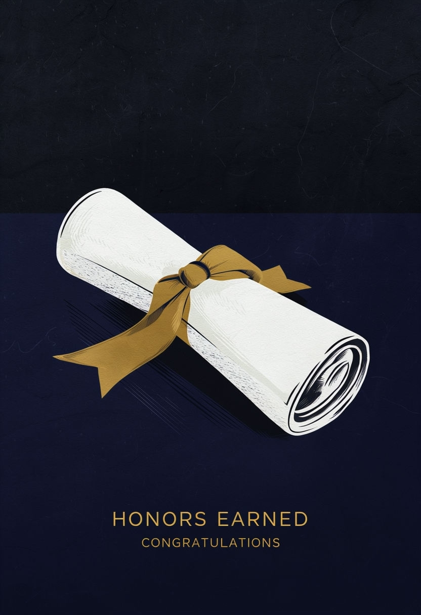 Elegant Graduation Card Design Featuring Diploma and Honors Earned Card