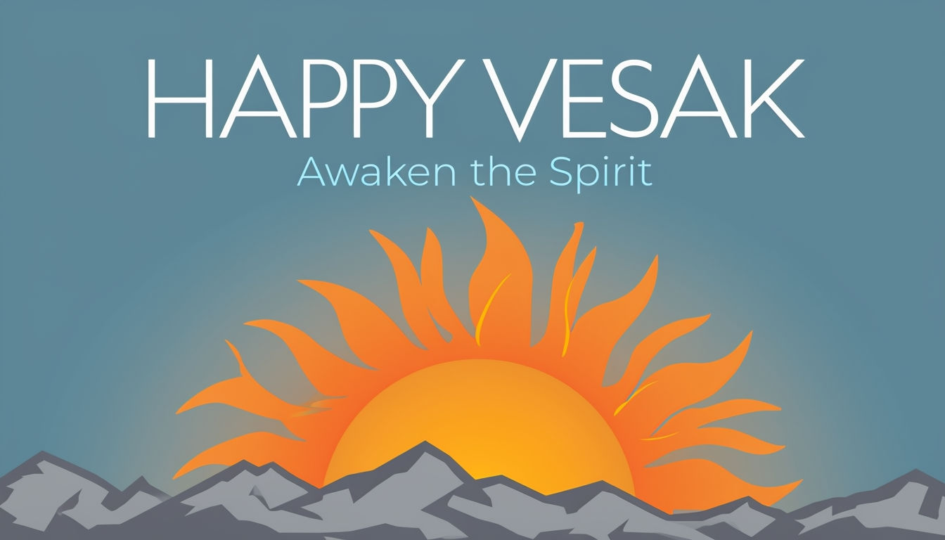 Vibrant Happy Vesak Sunrise Over Mountains Art