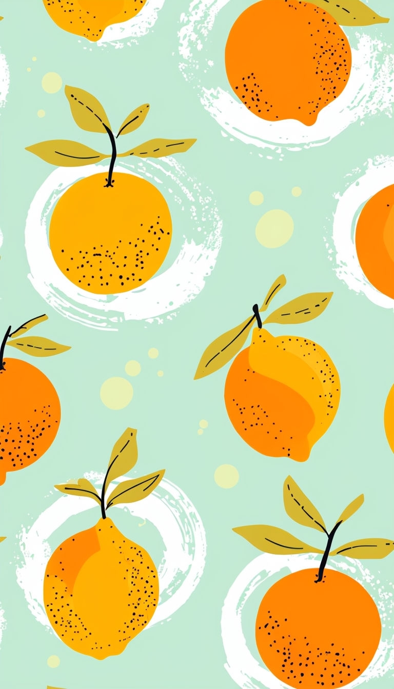Vibrant Retro Oranges and Lemons Pattern Phone Case Cover