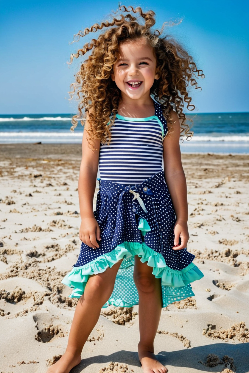 Full body of a really beautiful 5 year old girl with curly l... by ...