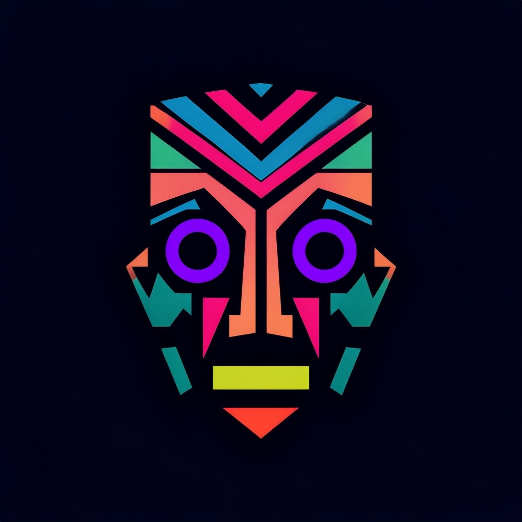 Vibrant Geometric Tribal Face Art T-Shirt