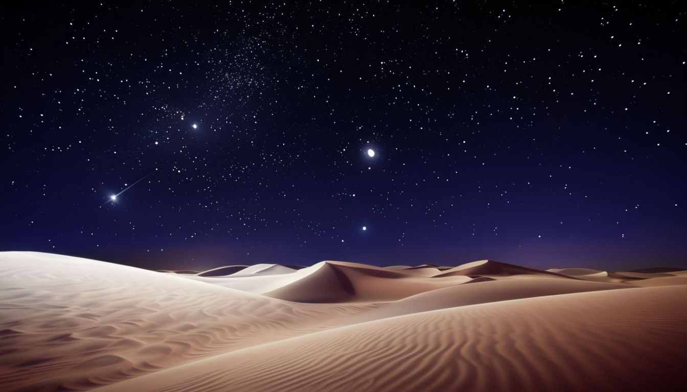Starlit Desert Landscape with Moonlit Sand Dunes Virtual Backgrounds