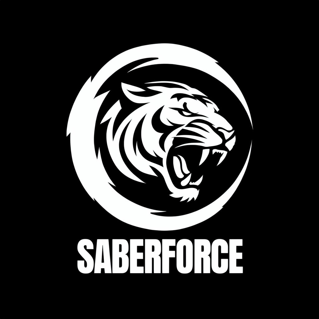 Modern Minimalist Tiger Head Logo Design for Saberforce Brand