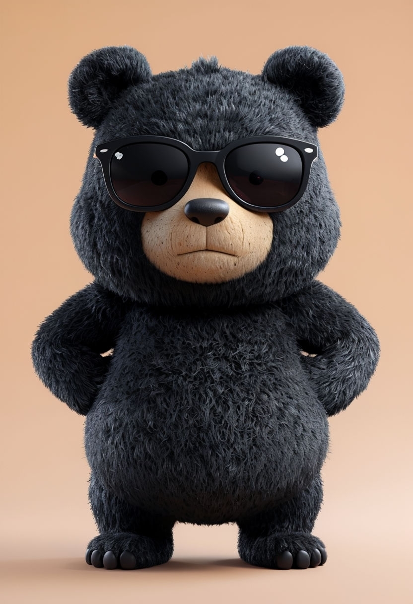 Cool Confident Black Bear Character with Sunglasses Art