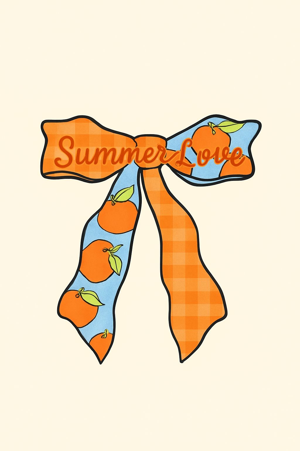 Stylized Summer Love Bow with Orange and Blue Patterns T-shirt