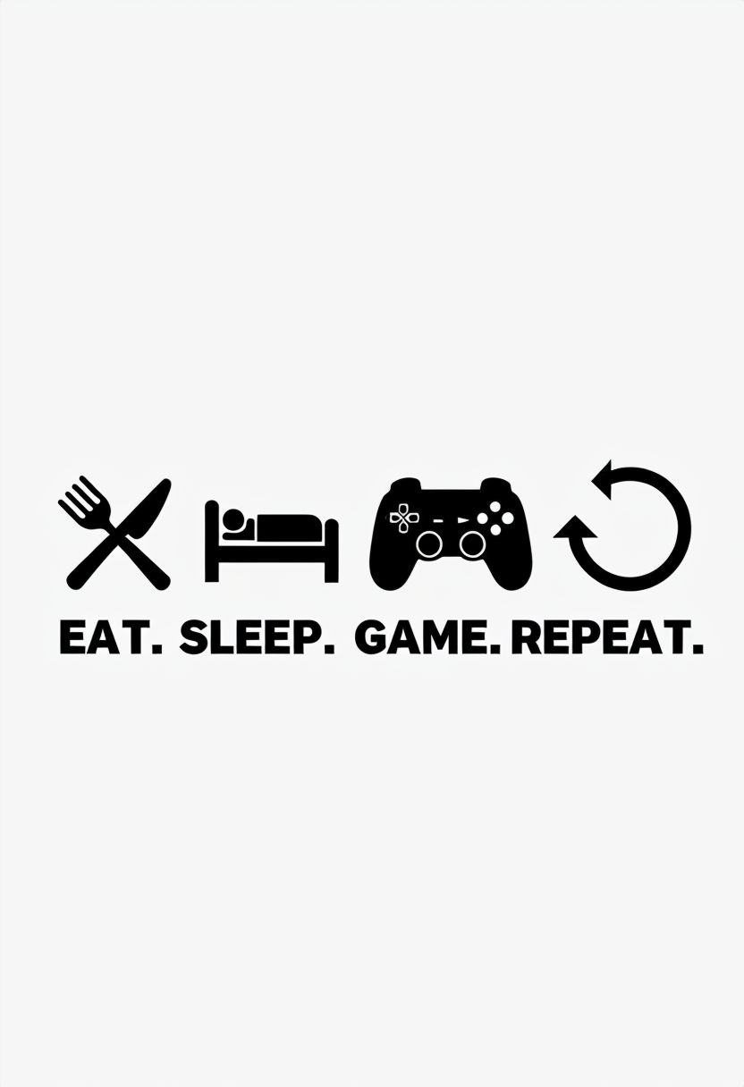 Minimalist Eat Sleep Game Repeat Icons Graphic Poster