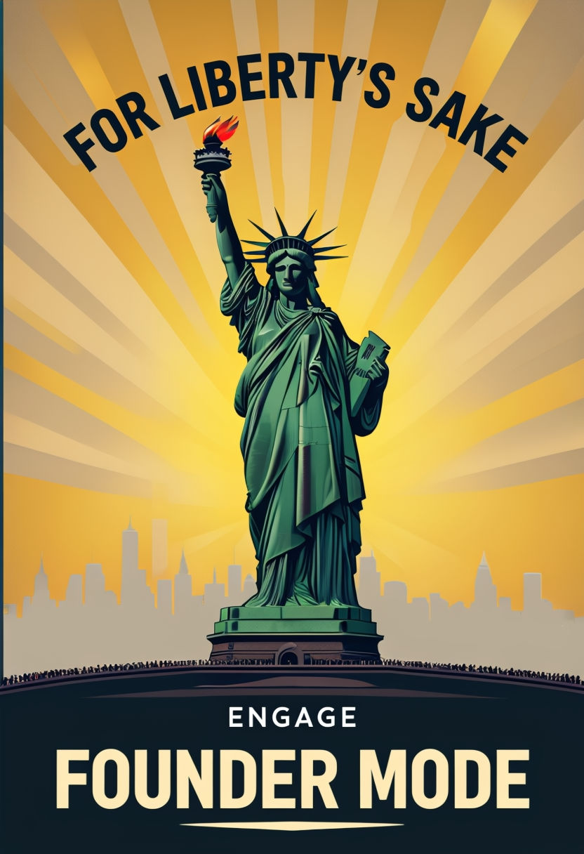 Vintage Propaganda Style Statue of Liberty Illustration Poster