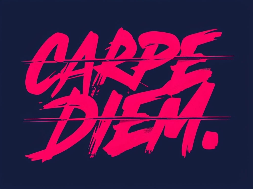 Bold Neon Pink Carpe Diem Graffiti Style T-Shirt