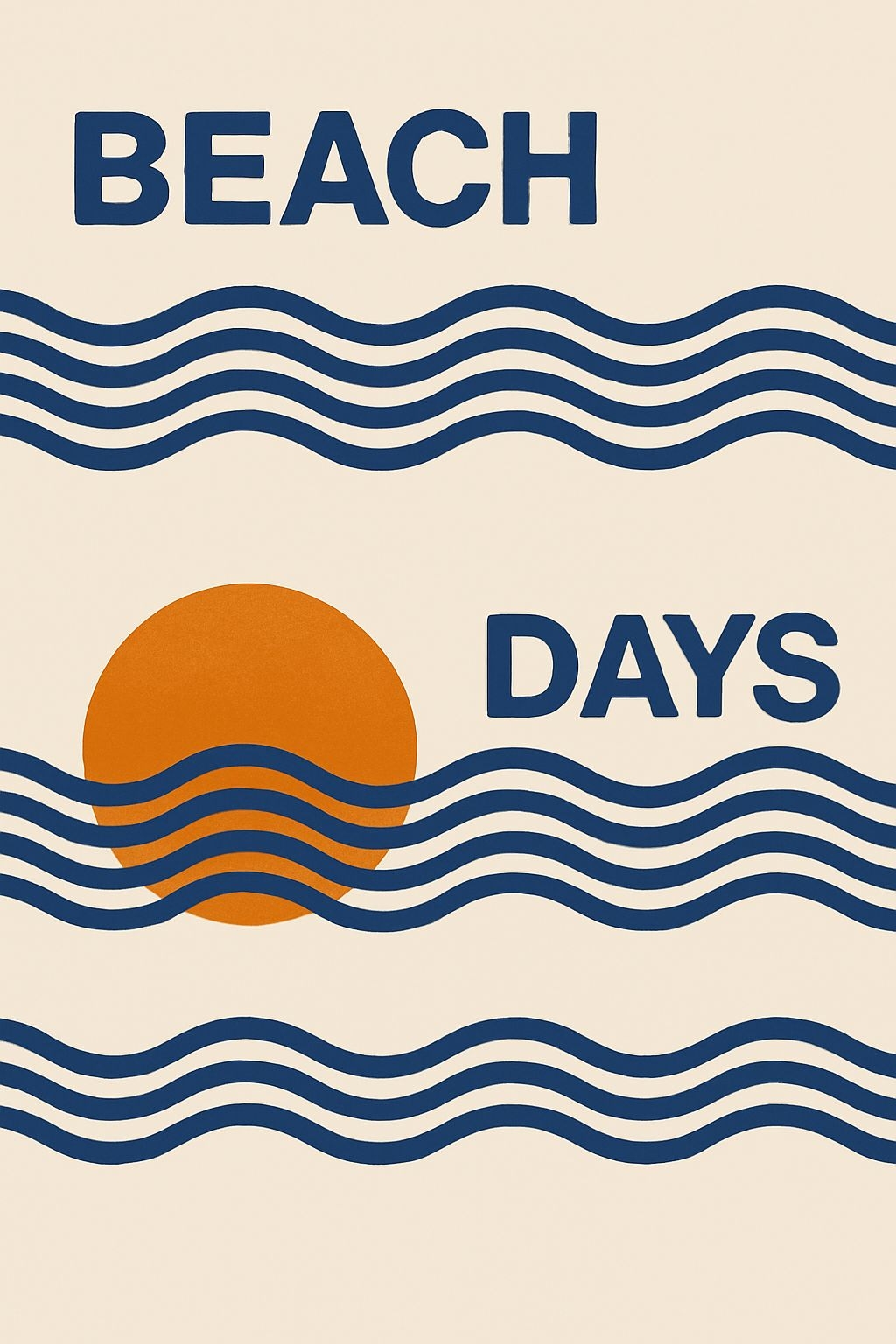Beach Days Minimalist Ocean Waves Graphic T-Shirt