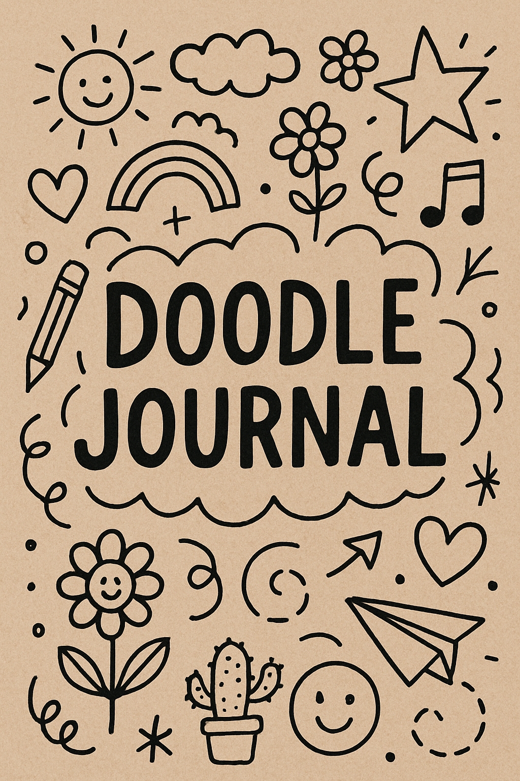 Playful Doodle Journal Cover Design with Whimsical Illustrations EBook Cover