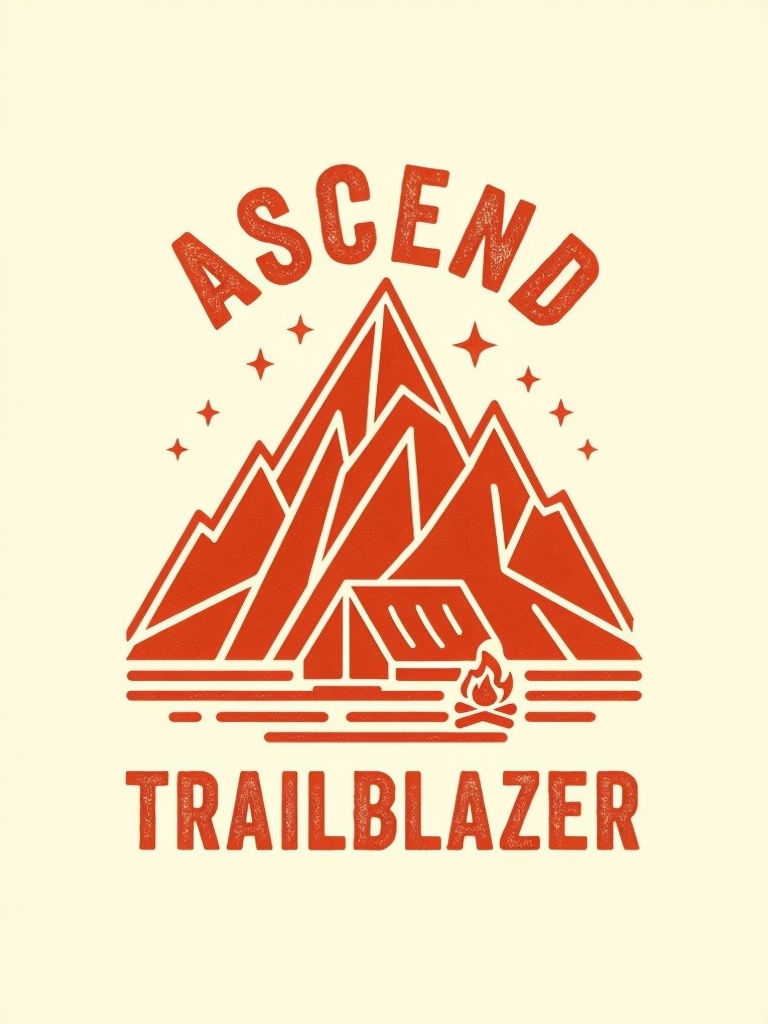 Retro Geometric Mountain Ascend Trailblazer T-Shirt Design