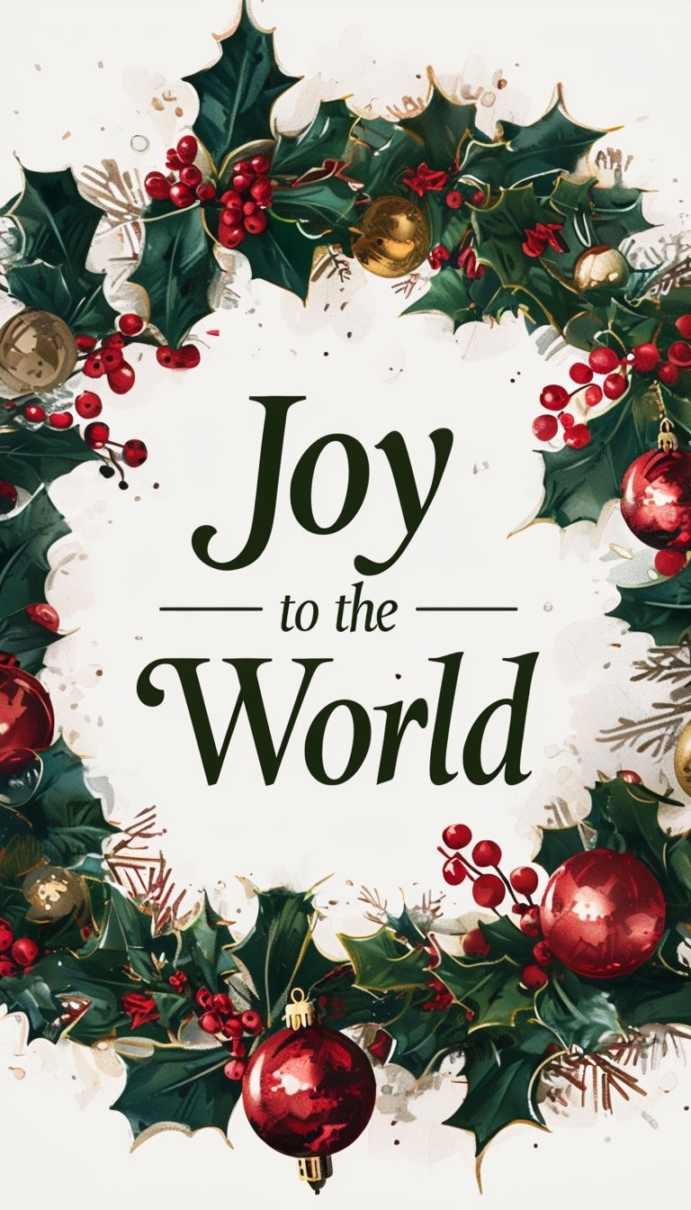 Joy to the World Holiday Wreath Art