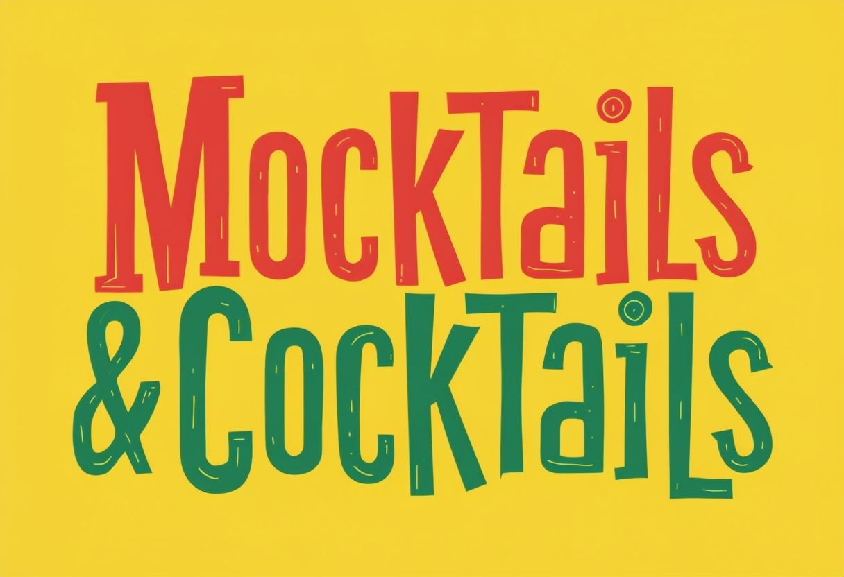 Cheerful Mocktails & Cocktails Typography on Sunny Yellow Background Event Sign