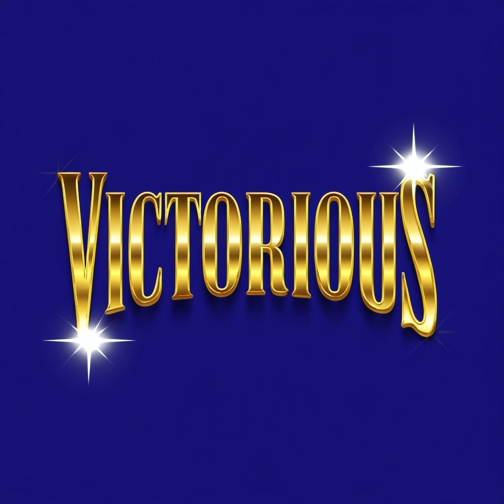 Radiant Gold VICTORIOUS Text on Royal Blue Background T-shirt