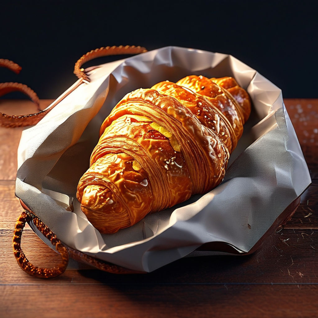 The croissant is packaged in a cloth bag gift box. by 曾令閎 - Playground