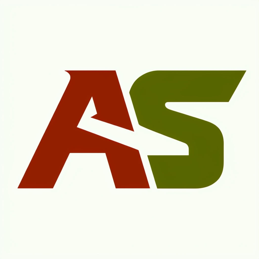 Modern Minimalist AS Logo Design in Brick Red and Olive Green