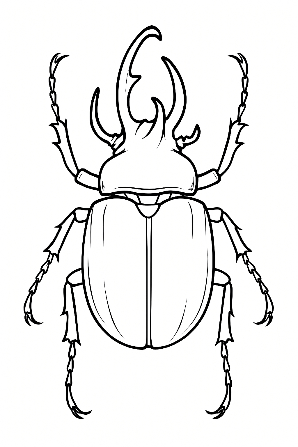 Minimalist Black and White Beetle Line Drawing for Coloring Book Pages