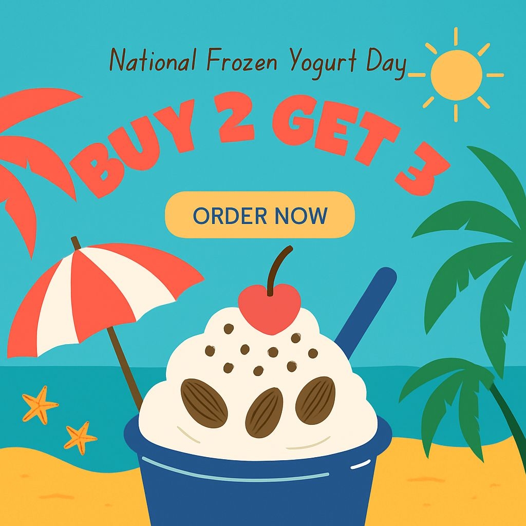Vibrant National Frozen Yogurt Day Promotion Art Print Ads