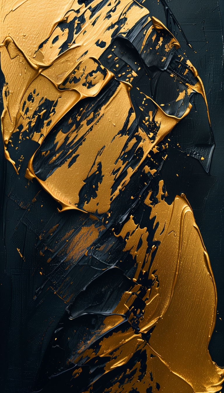 Dynamic Metallic Gold and Matte Black Abstract Wallpaper