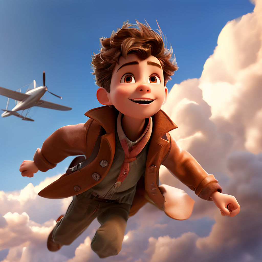 A boy with a brown coat is flying in a plane by Anand Kumar Khora ...